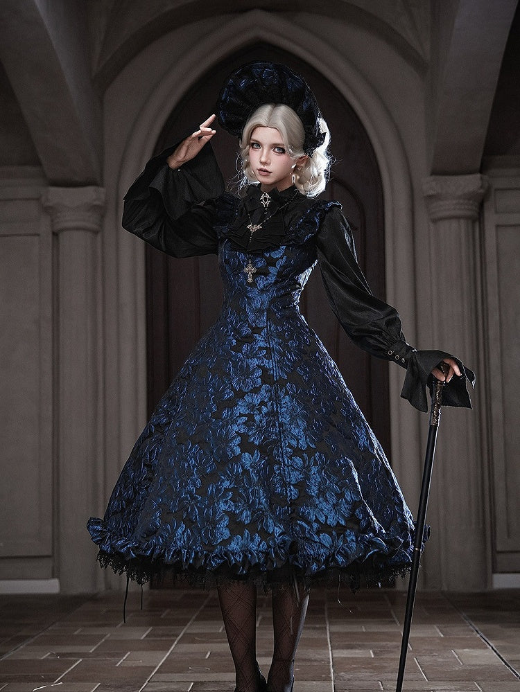 Dark Blue Ruffled JSK Gothic Lily - Miss Point