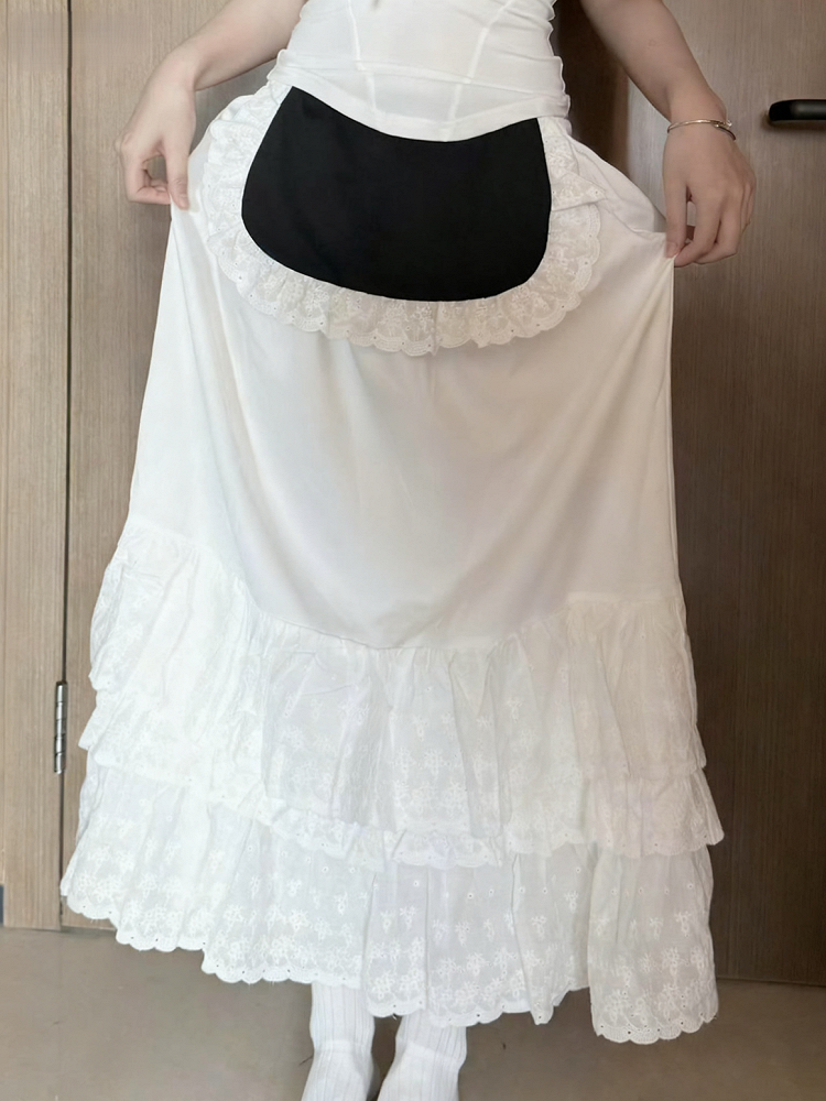 Ruffle Maxi White and with Skirt Tiered Trim Apron