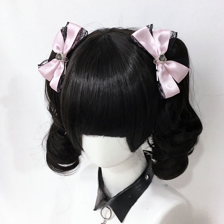 3 Cross Bow with Heart Rhinestone Colors Hairclip Pendant