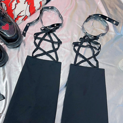 Star Black Design Glamourös mit Y2K-Wärmern Loop Leg