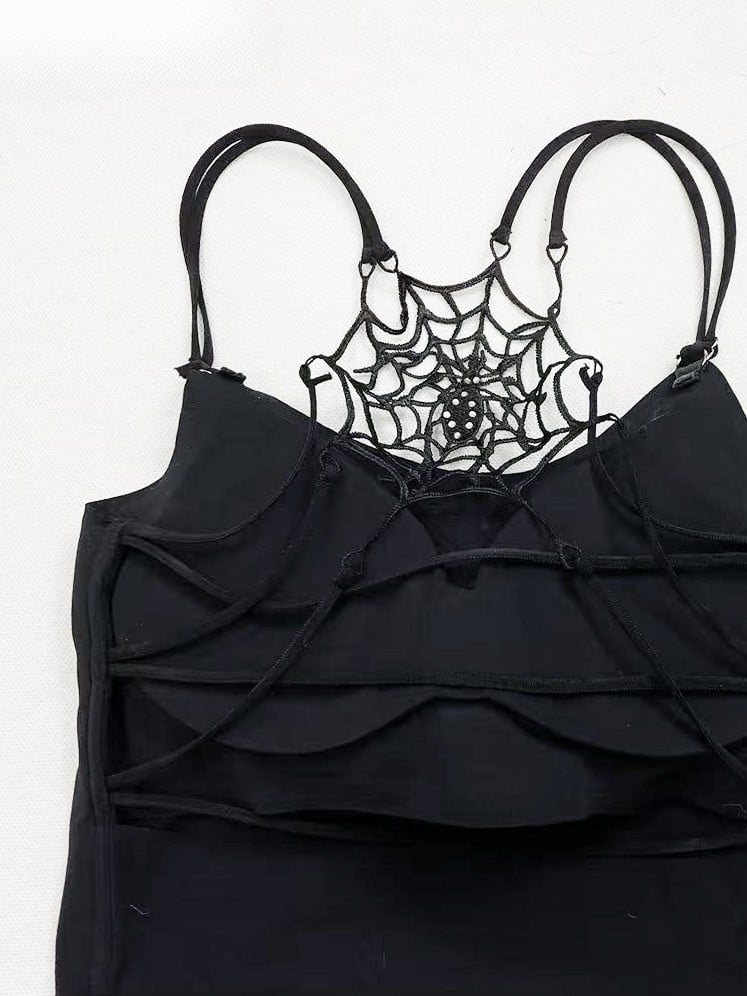 Detail Top Cami Glamorous Black Bittersweet Spiderweb