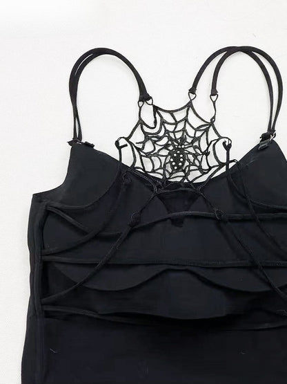 Detail Top Cami Glamorous Black Bittersweet Spiderweb