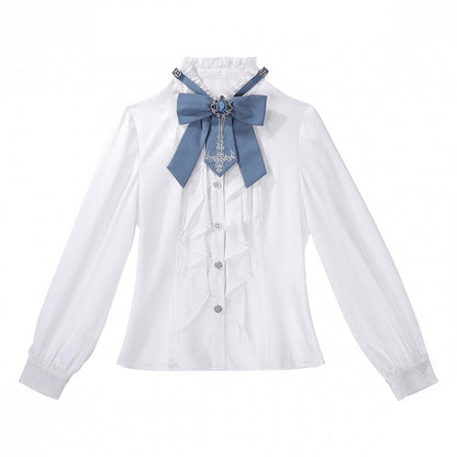 Belt+Pants Coat+Shirt+Corset Pieces Split-Tail Four Ouji Set-BlueWhite Lolita Prince