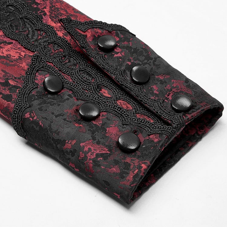 Black Red Men's Rococo Gorgeous Lace Tuxedo Coat