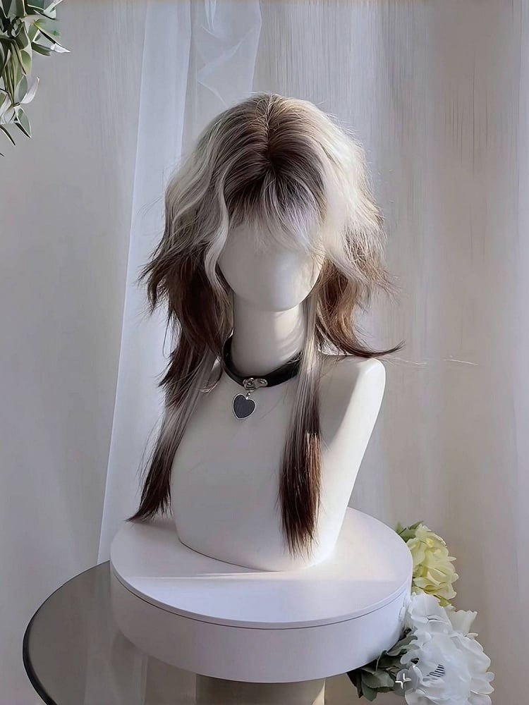 Style Silver Wig 45CM Bangs Ombre Ouji Brown and with