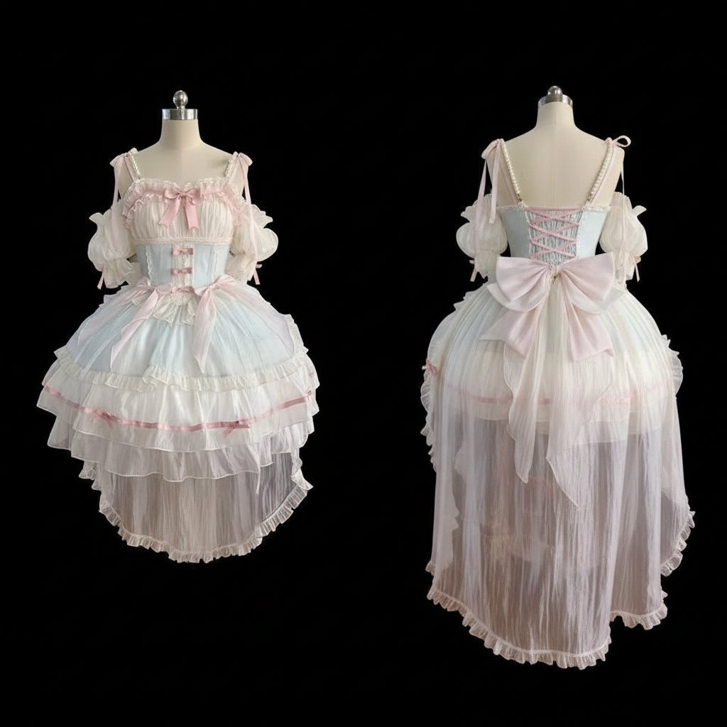 Lolita Ballet Style JSK Dress – Birthday & Formal Gown with Arm Sleeves