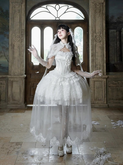 Classic White Snow Hime Lolita Dress Set with Accessories - Airfreeing