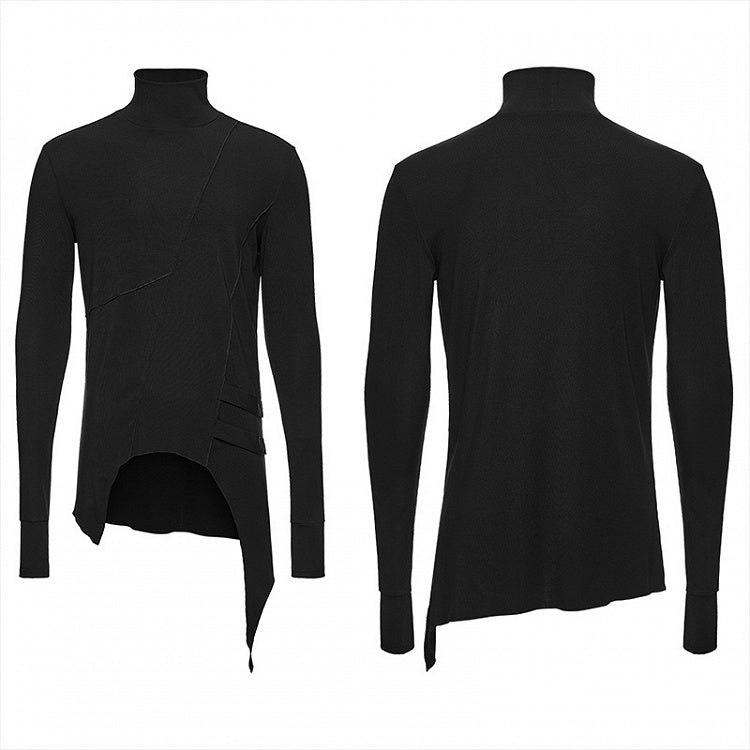 Shadow Turtle Neck Black Men's Gothic T-shirt - Punk Rave