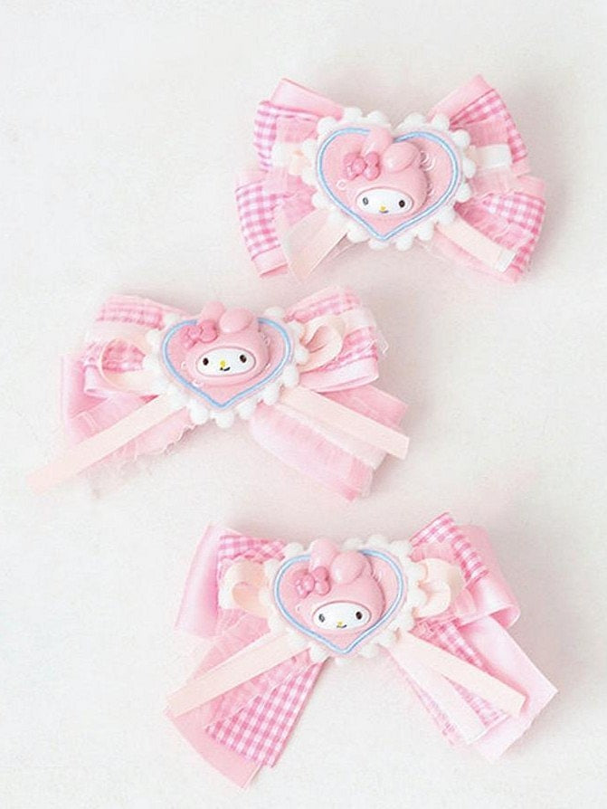 Hairclip Options Rabbit Cute Sweet Bowknot Lolita Pink 3