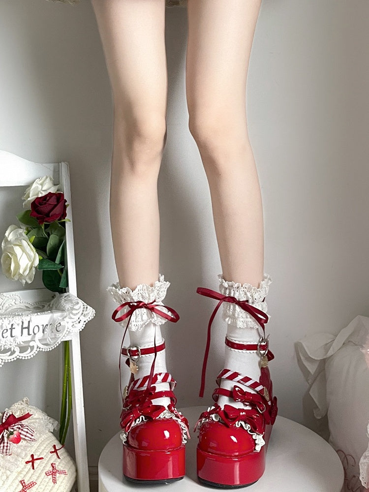 Colors) (5 Style Lolita Bow Socks Ruffled Lace