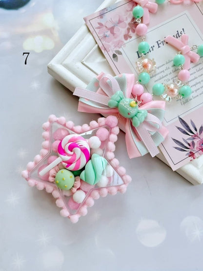 星の蝶結びとビーズのデコラネックレス