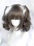 Claw Two Ponytails Bangs Clips Short Wigs With Grey + Air