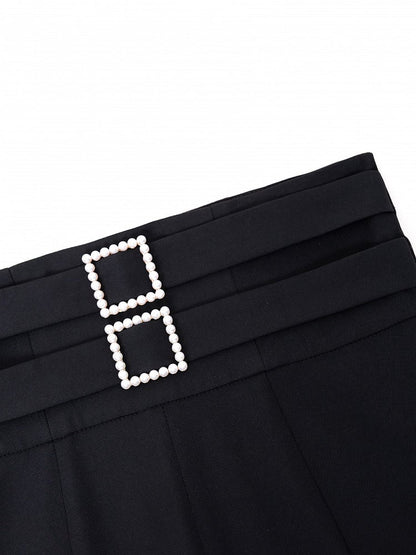 Black High Waist Flowing Pleated Chiffon Wide-leg Pants - DevilInspired Exclusive Collection