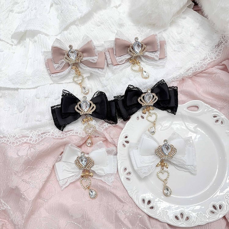 Rhinestone Clip 11 Crown Colors Kei Hair Bow Jirai