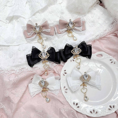 Rhinestone Clip 11 Crown Colors Kei Hair Bow Jirai