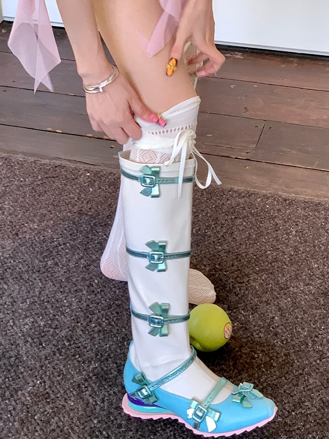 Diamond 6 Self-tie Over-knee Pattern Options Strap Color