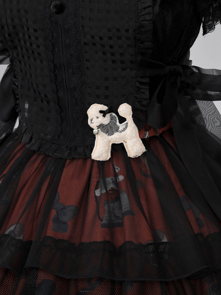 Beige/braune Fleece-Pudel-Stickerei-Brosche