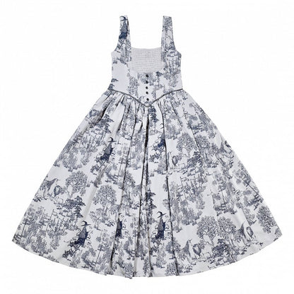 Wood Blue Skirt Dark White Bust Lolita Animals Boned Jumper Print and Basque Waist Under