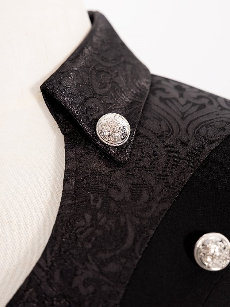 Black Ouji Long Waistcoat with Lace-Up Back and Cutout Details - DevilInspired Exclusive Collection