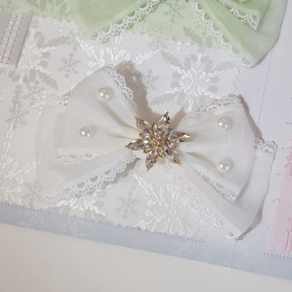 Color Decorated Options Hairclip Beaded And Rhinestone Bowknot 5