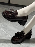 Shoes Sweet Slip-on Decor Kitty Mid-heel Lolita Detachable Bow with