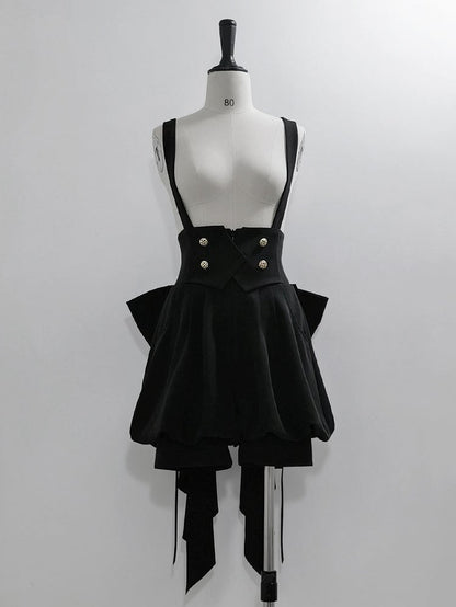 Shorts Waist Overall Big Lolita Train High Bow Black Ouji with