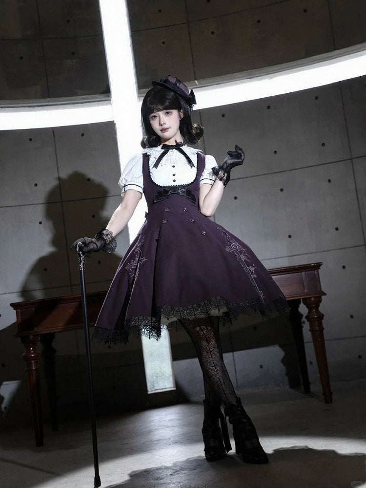 Purple Gothic JSK with Back Slit Skirt - iris de nuit