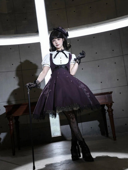 Purple Gothic JSK with Back Slit Skirt - iris de nuit