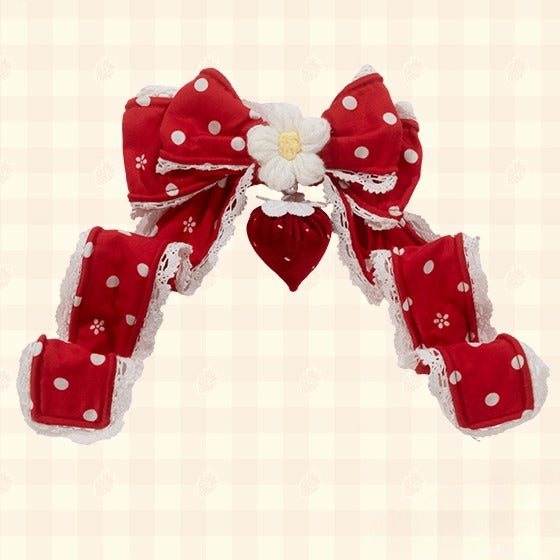 with Charm Lolita Bow Strawberry Hairclip White/Pink/Red/Black