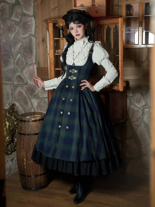 Under Lolita Long Green Style Version Plaid Preppy - Set Pattern