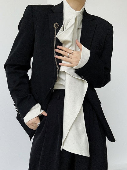 Shoulder Functional with Unisex Pads Lolita Ouji Black Blazer