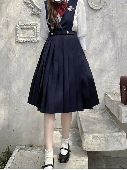 70cm Dunkel/Hochtaillierter Kellerfaltenrock Overall 65 Blau Länge