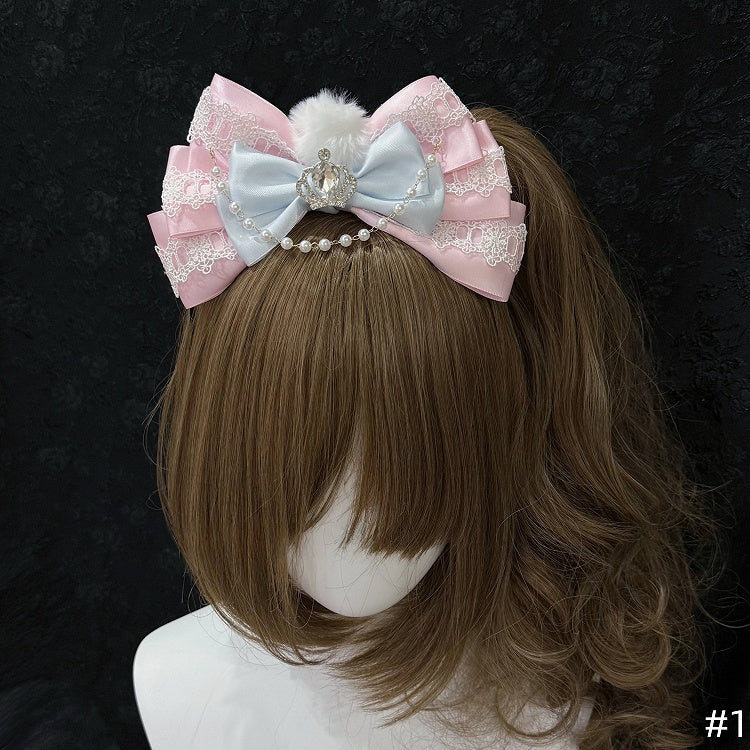 Floral Headpieces KC Set - Four-Color Necklace Lace Hime Chokers Lolita Bow