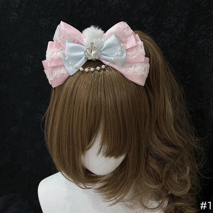 Floral Headpieces KC Set - Four-Color Necklace Lace Hime Chokers Lolita Bow