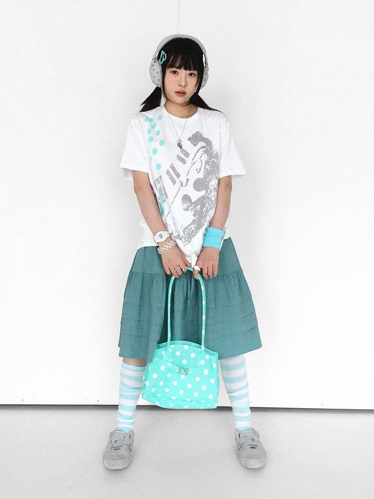 White Crew Neck Tee with Distressed Print - innomoood