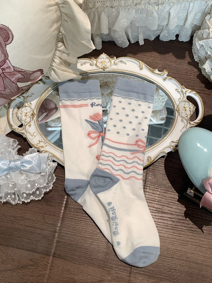 5 Socks Pattern Calf Bow And Options Tulip