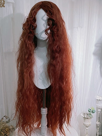 Curtain Curly Wigs 48cm Long With Orange Bangs