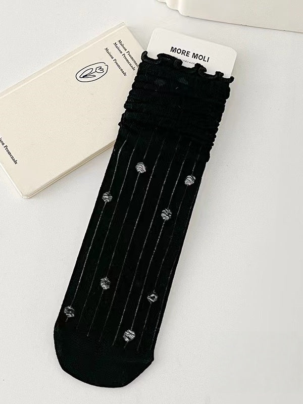 5 Socks JK Available Patterns Ruffled Black