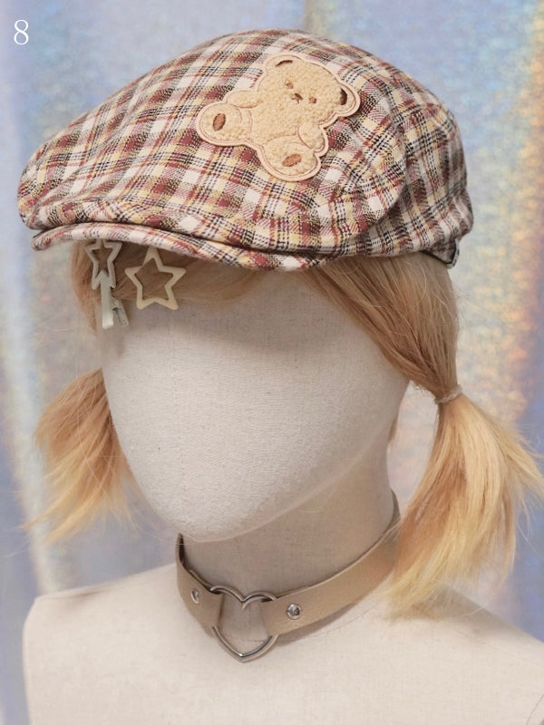 Options Applique Hat Beret Button/Star/Dog Y2K 17