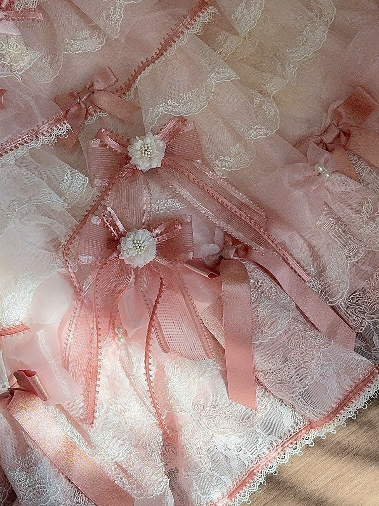 Bowknot Design Floral Pink Hairclip