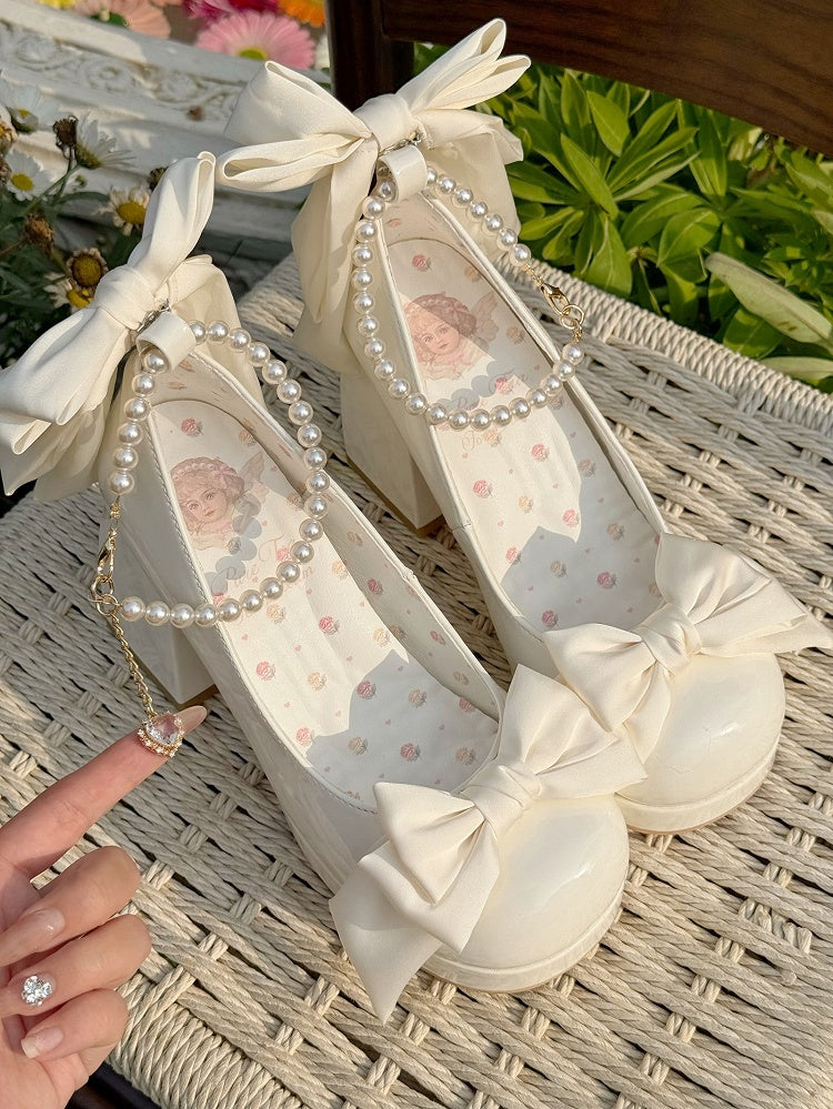 Sweet Toe Mary Bowknot White Janes Platform Details Lolita Round Shoes