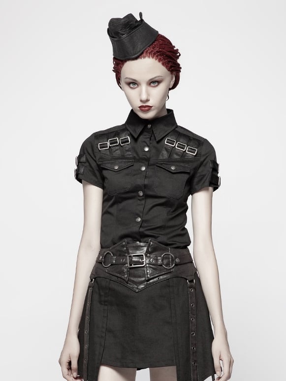 Black Shirt Short Military Sleeve