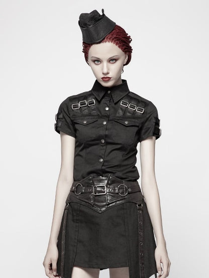 Black Shirt Short Military Sleeve