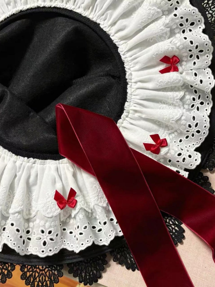 Hat White Color Trim Options with Lace Bowknot – and 3 Black Witch