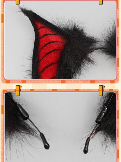 Ear KC Plush BlackRed/Gray/Purple Bat Halloween