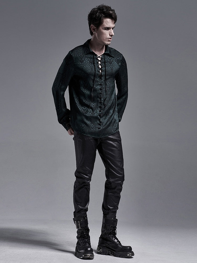 Green Men's Gothic Jacquard Shirt