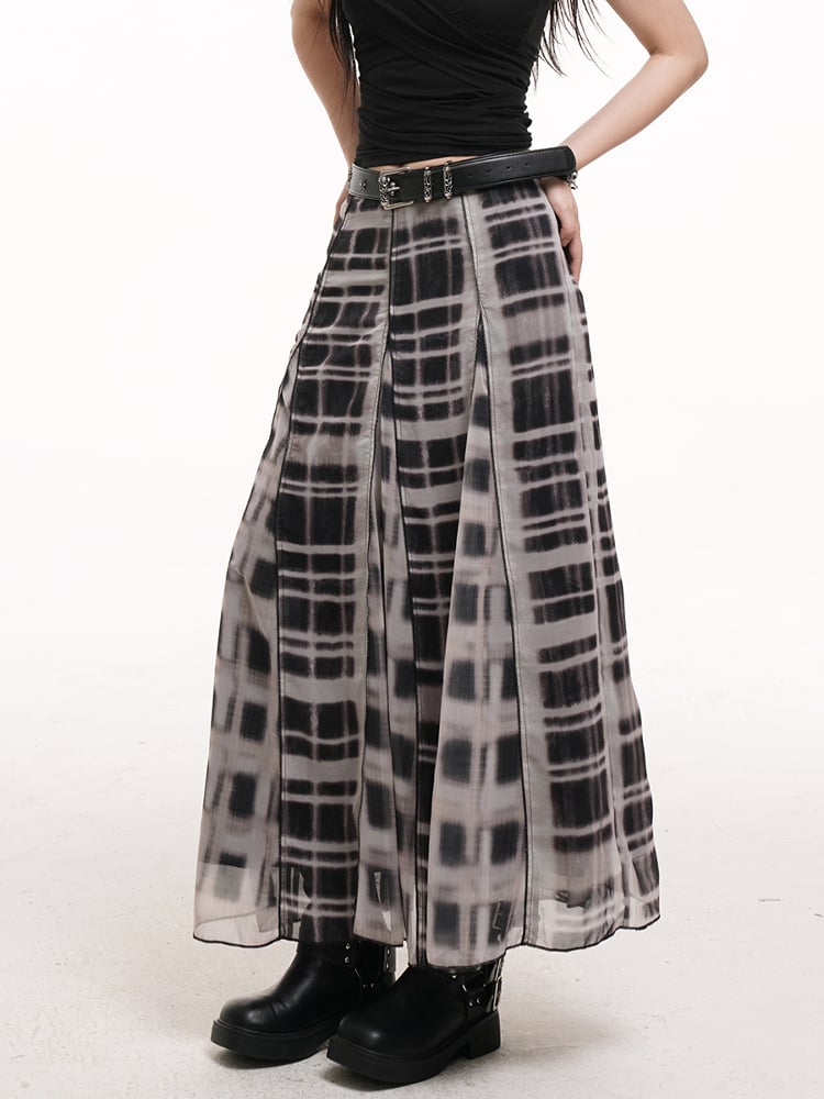 Length Plaid Finish White Side Ankle Zipper with Skirt Black Distressed