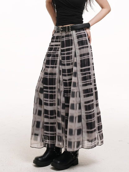 Length Plaid Finish White Side Ankle Zipper with Skirt Black Distressed