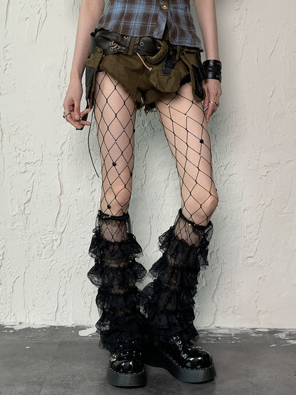 Strass Y2K Strumpfhose Cut-out Schwarz Design