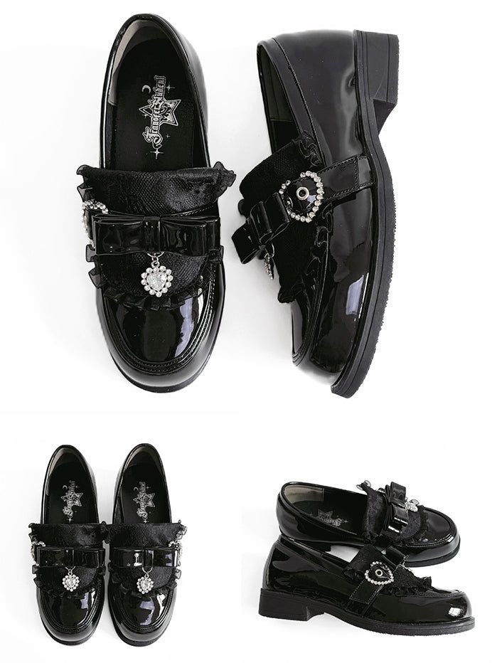 Jirai Polished Black Low Slip-On - with Loafers Kei Heel